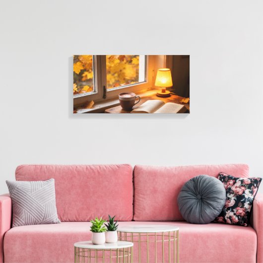 Cozy Autumn Window Canvas Print Leinwanddruck (Insitu (Wohnzimmer))