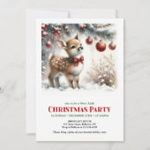 Cozy baby deer winter scene Christmas party invite Einladung (Vorderseite)