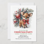 Cozy baby deer winter scene watercolor printable  einladung (Vorderseite)
