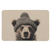 Cozy Bear in Beanie - Süßes Wintertier Magnet (Horizontal)