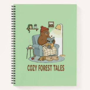 Cozy Bear liest 'Waldgeschichten' mit süßem Schläf Notizblock