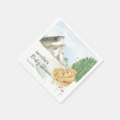 Cozy Beige Mountain Watercolor Bear Family Serviette (Ecke)