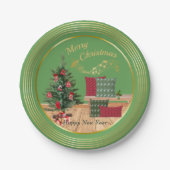 Cozy Bench Merry Christmas Paper Plate Pappteller (Vorderseite)