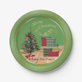 Cozy Bench Merry Christmas Paper Plate Pappteller