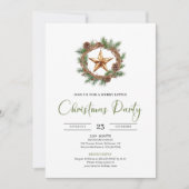Cozy Bohemian Pine Wreath Minimalist Christmas Einladung (Vorderseite)