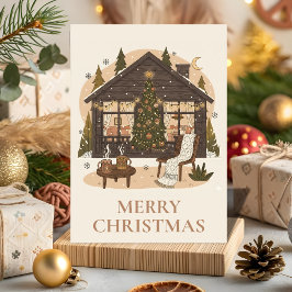 Cozy Boho Cabin Christmas Greeting Card Feiertagskarte
