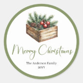 Cozy Boho Classic Holiday Gift Wrap Round Stickers (Vorderseite)