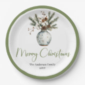 Cozy Boho Watercolor Christmas Bouquet Plates Pappteller (Vorderseite)