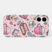 Cozy Bookworm Coffee iPhone Case Reading Lover 16 Hülle (Rückseite (Horizontal))
