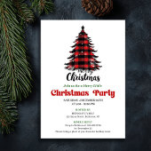 Cozy Buffalo Check Christmas Tree Party Invite Einladung
