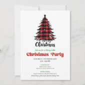 Cozy Buffalo Check Christmas Tree Party Invite Einladung (Vorderseite)