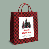 Cozy buffalo plaid Christmas bag with custom name Mittlere Geschenktüte