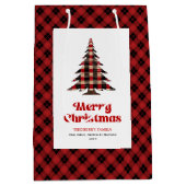 Cozy buffalo plaid Christmas gift bag name design Mittlere Geschenktüte (Vorderseite)