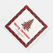 Cozy Buffalo Plaid Christmas Napkin Customizable Serviette (Ecke)