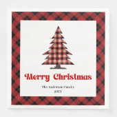 Cozy Buffalo Plaid Christmas Napkin Customizable Serviette (Vorderseite)