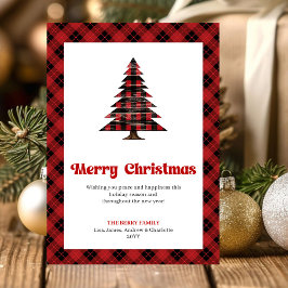Cozy Buffalo Plaid Christmas Tree Greeting Card Feiertagskarte