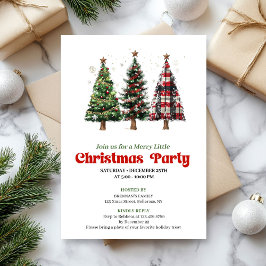 Cozy buffalo plaid Christmas tree holiday invite Einladung