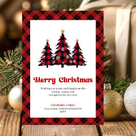 Cozy Buffalo Plaid Tree Christmas Greeting Feiertagskarte