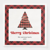 Cozy Buffalo Plaid Tree Napkin Holiday Design Serviette (Vorderseite)
