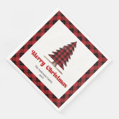 Cozy Buffalo Tree Christmas Napkin Custom Name Serviette (Ecke)