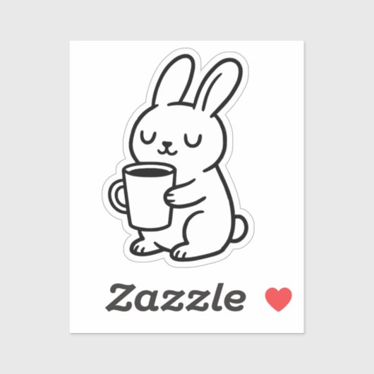 Cozy Bunny Coffee Doodle Aufkleber (Blatt)