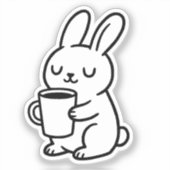 Cozy Bunny Coffee Doodle Aufkleber (Vorderseite)
