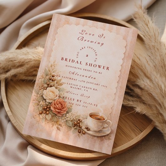 Cozy Cafe Romance Bridal Shower Einladung