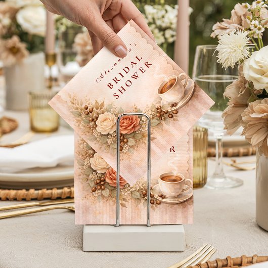 Cozy Cafe Romance Bridal Shower Serviette