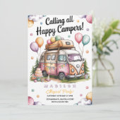Cozy Camper Celebration Einladung (Stehend Vorderseite)