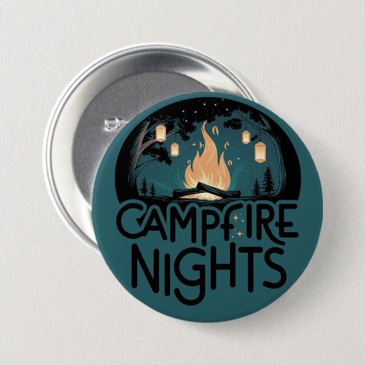 Cozy Campfire Nights Rustic Outdoor Adventure Button (Vorne & Hinten)