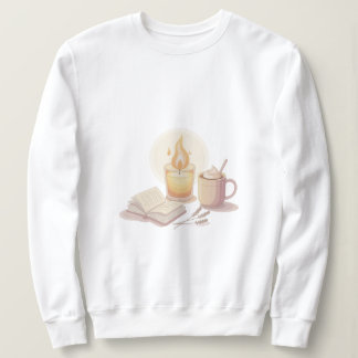 Cozy Candle and Hot Chocolate Illustration Sweatshirt