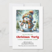 Cozy cartoon snowman invite joyful party printable einladung (Vorderseite)