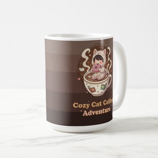 Cozy Cat Coffee Adventure Art Kaffeetasse (VorderseiteRechts)