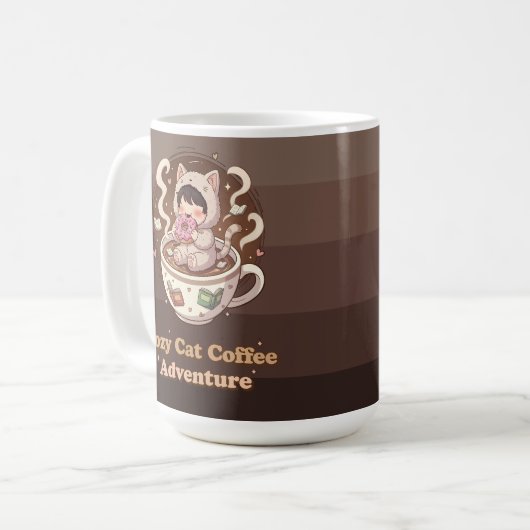 Cozy Cat Coffee Adventure Art Kaffeetasse (Vorderseite Links)