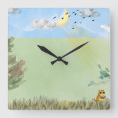 Cozy Cat Decor Wall Clock Quadratische Wanduhr (Vorderseite)