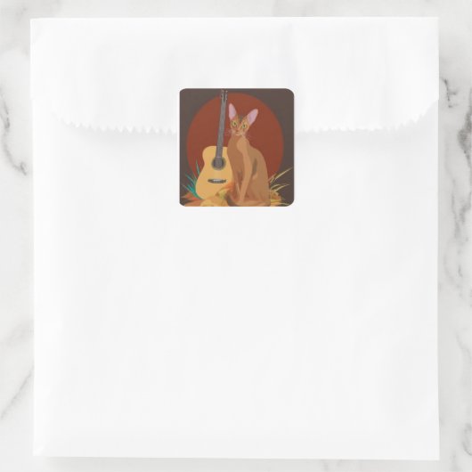 Cozy Cat & Guitar Sticker (Tasche)