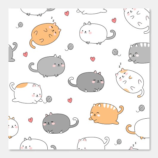 Cozy Cat pattern for Your Kid Room Tapete (Vorderseite)