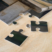 Cozy Cat Sleeping in Garden on Bench Puzzle (Seite)