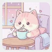 Cozy Cat Sticker – Cute Kawaii Pastel (Vorderseite)