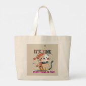 Cozy Cat Vibes – Everything is Fine Tote Jumbo Stoffbeutel (Rückseite)