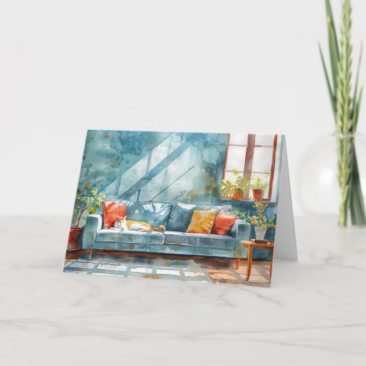 COZY CAT ZUHAUSE Happy CLOSING Day Real Anwesen Karte (Vorderseite)