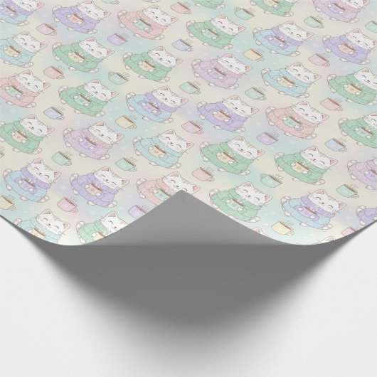 Cozy Cats and Cocoa Christmas Soft Pastel Kitten Geschenkpapier (Ecke)