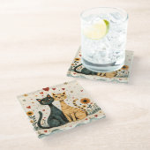 Cozy Cats Glasuntersetzer (Schrägansicht)