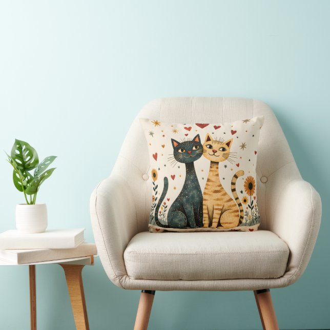 Cozy Cats Throw Pillow Kissen (Stuhl )