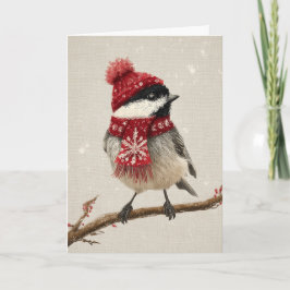 Cozy Chickadee Christmas Feiertagskarte