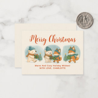 Cozy Christmas Animals Adorable Holiday Note Card Mitteilungskarte