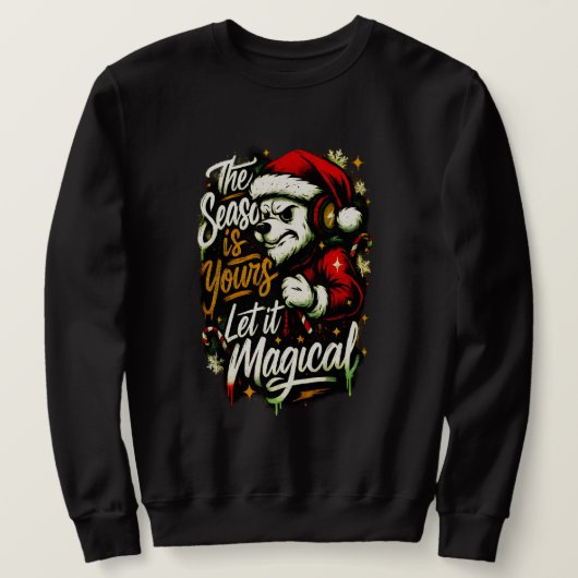 Cozy Christmas Bear DJ Sweatshirt Festive Holiday (Design vorne)