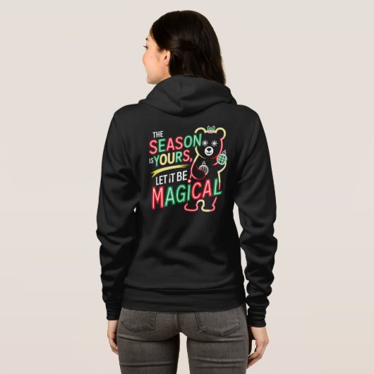 Cozy Christmas Bear Women's Pullover Neon Winter (Schwarz voll)