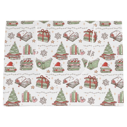 Cozy Christmas Book Lover  Große Geschenktüte (Vorderseite)