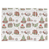 Cozy Christmas Book Lover Große Geschenktüte (Rückseite)